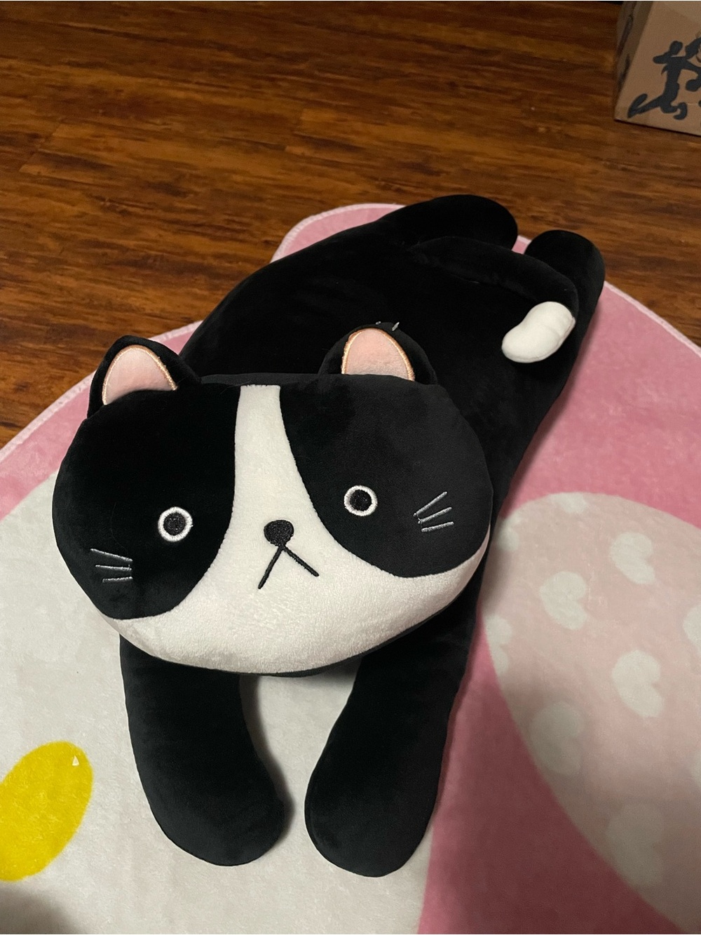 Daiso Black and White Cat Plush Stuffed Animal